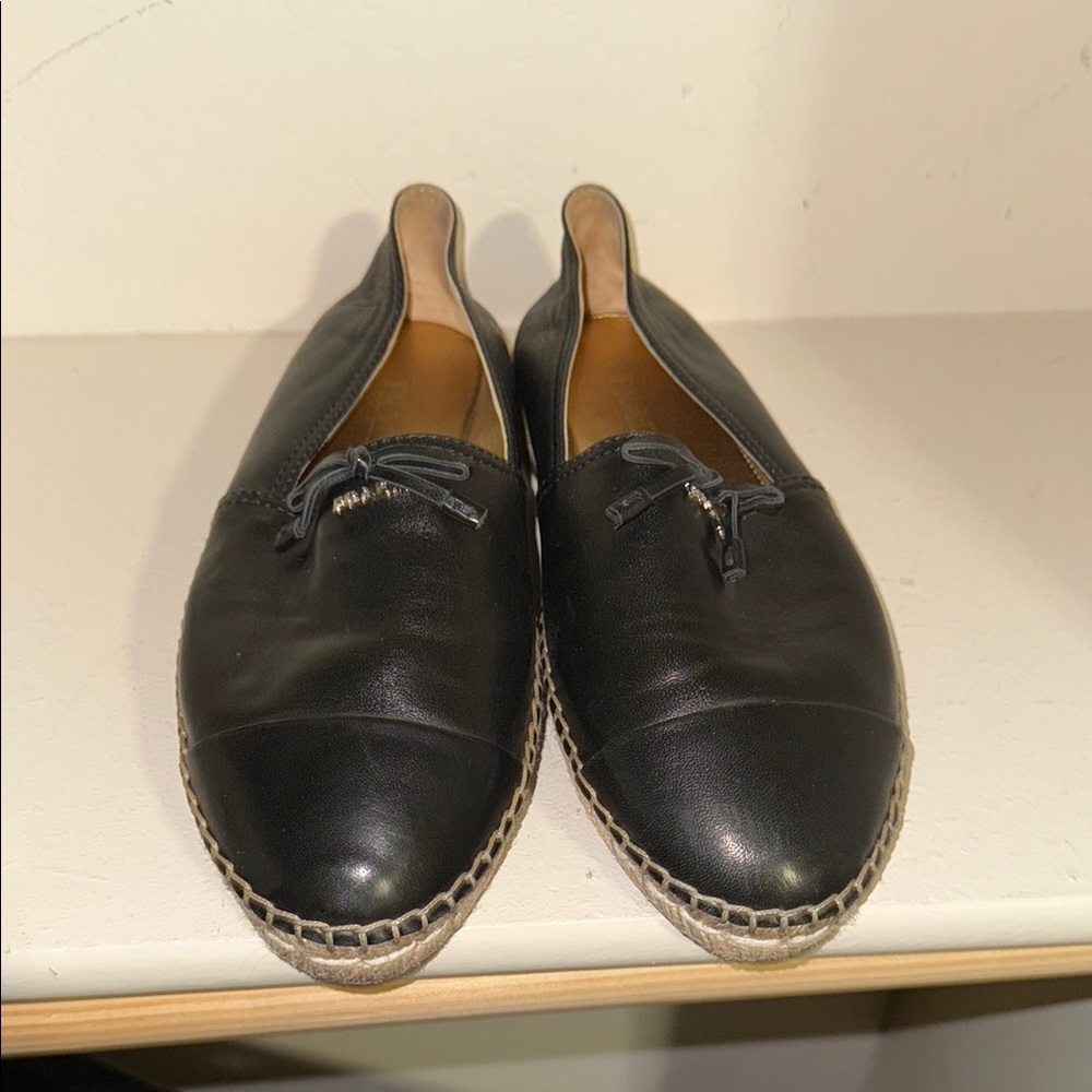 ❤️ Authentic Black Nappa Leather Prada Cap Toe Espadrilles